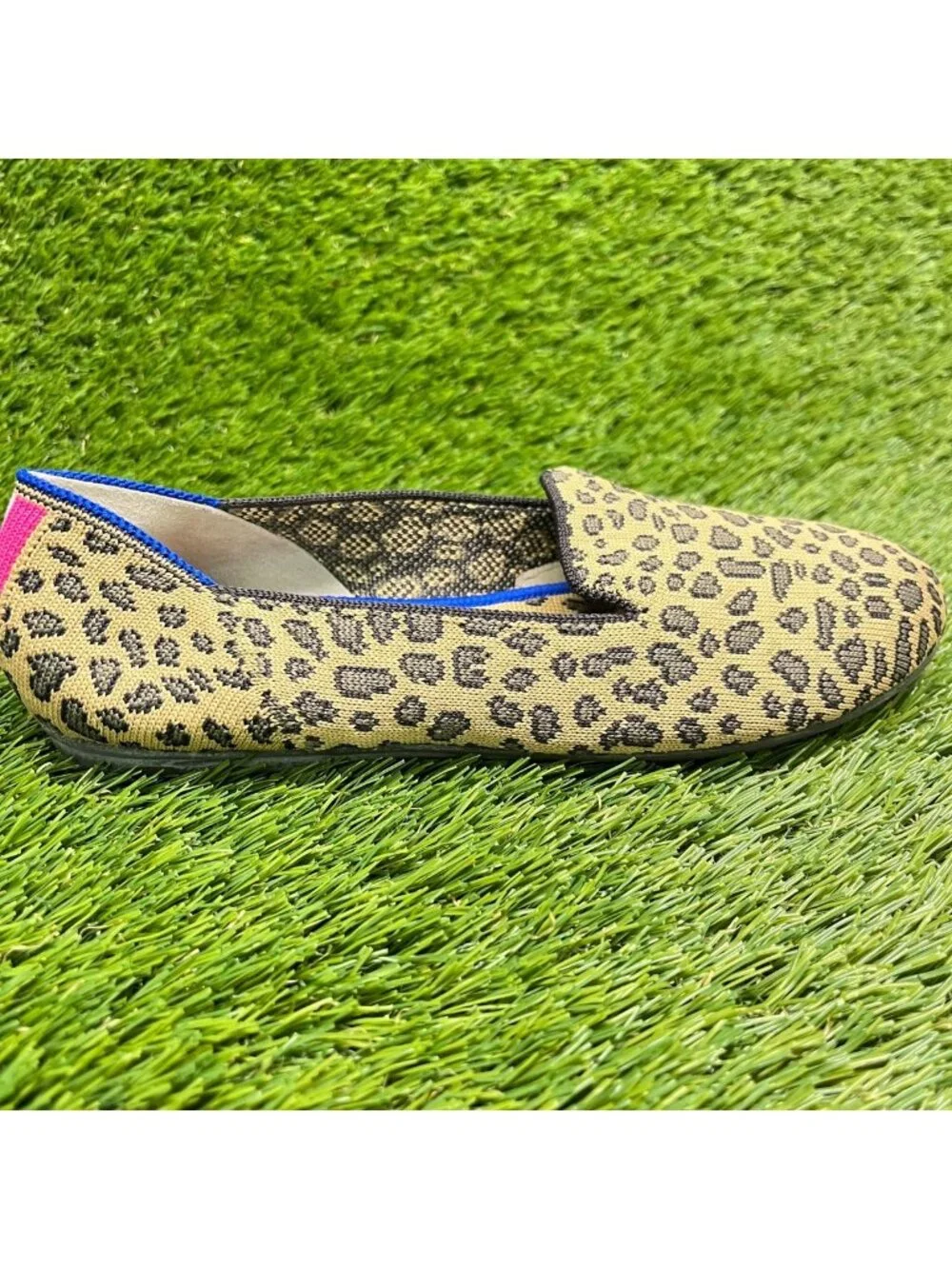 Rothy's The Loafer Leopard Girls Size 4Y Beige Black Casual Slip On Flats Shoes